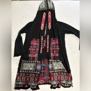 Johnny Was Black Multicolor Embroidered Jacket